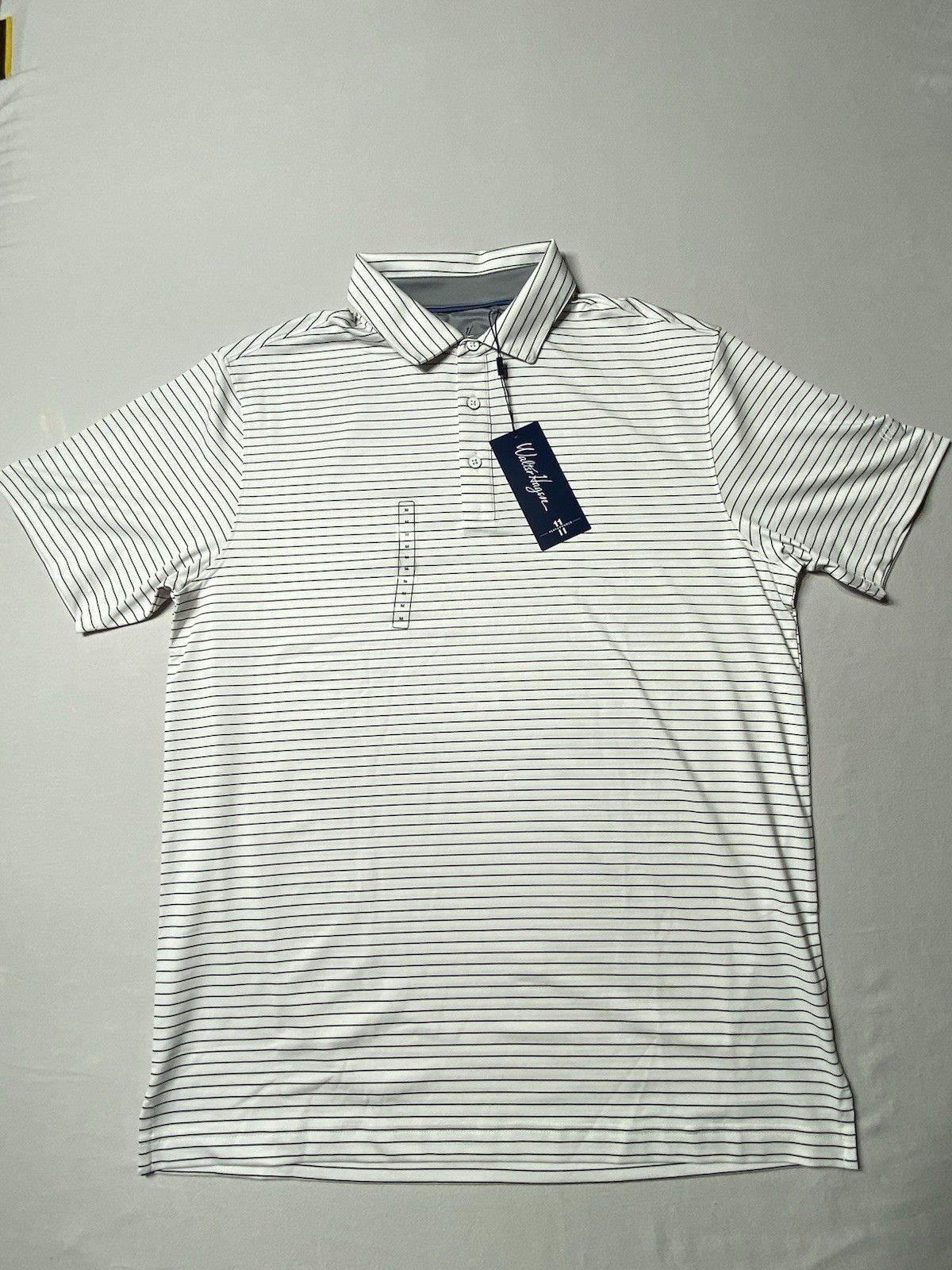 Walter Hagen Performance 11 Polo Mens M White Black Stripe Golf Shirt NWT