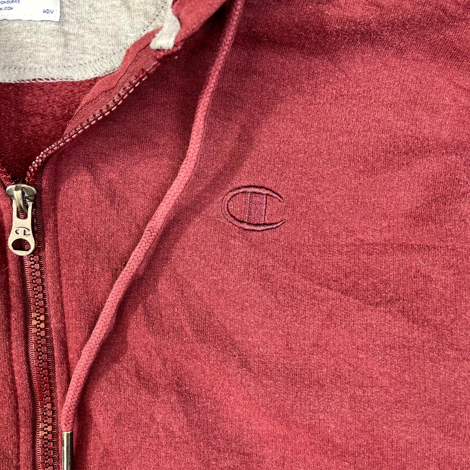 Champion Life Reverse Weave Hoodie Mens Medium Red Cotton Full Zip Athleisure