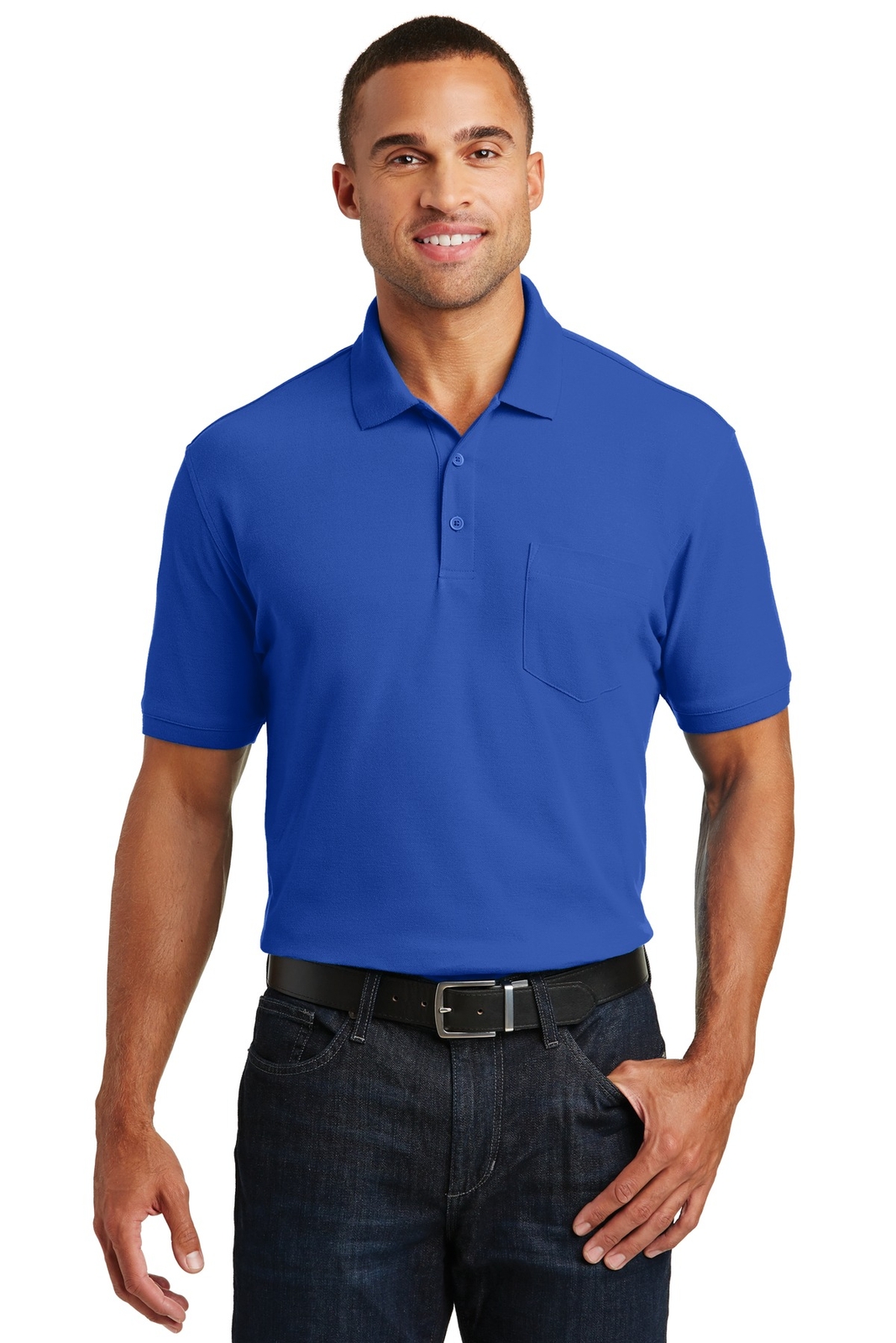 Port Authority K100P Mens Short Sleeve Classic Pique Polo Shirt With Pocket