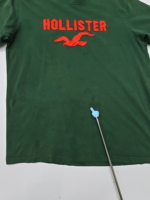 Hollister Boys T-Shirt Green Logo Graphic Youth Regular Crewneck Size L