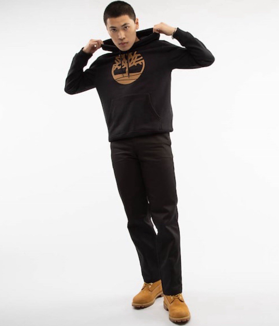 Men’s Timberland Black/Wheat Boot Tree Logo Pullover Hoodie XL