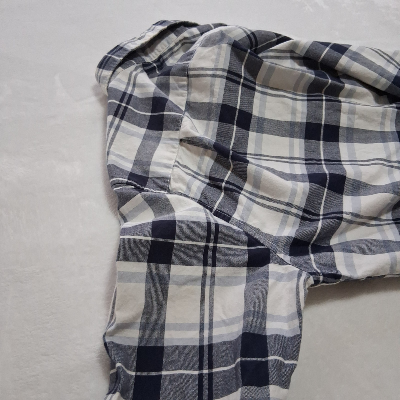 American Eagle Shirt Mens Large Blue & White Plaid Flannel Western Long Sleeve