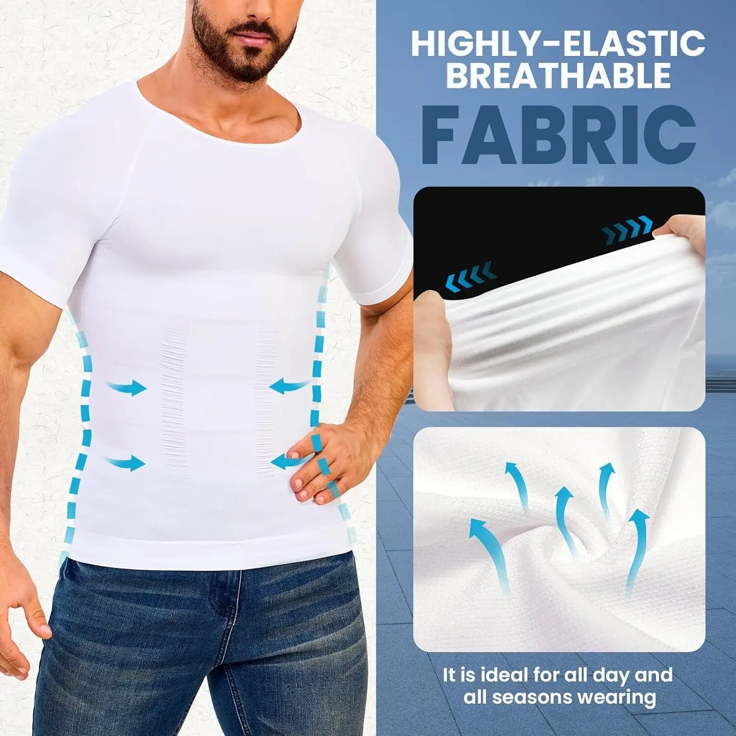 Mens Compression Undershirt Slimming Tank Top Workout Vest Abdomen Body Shaper