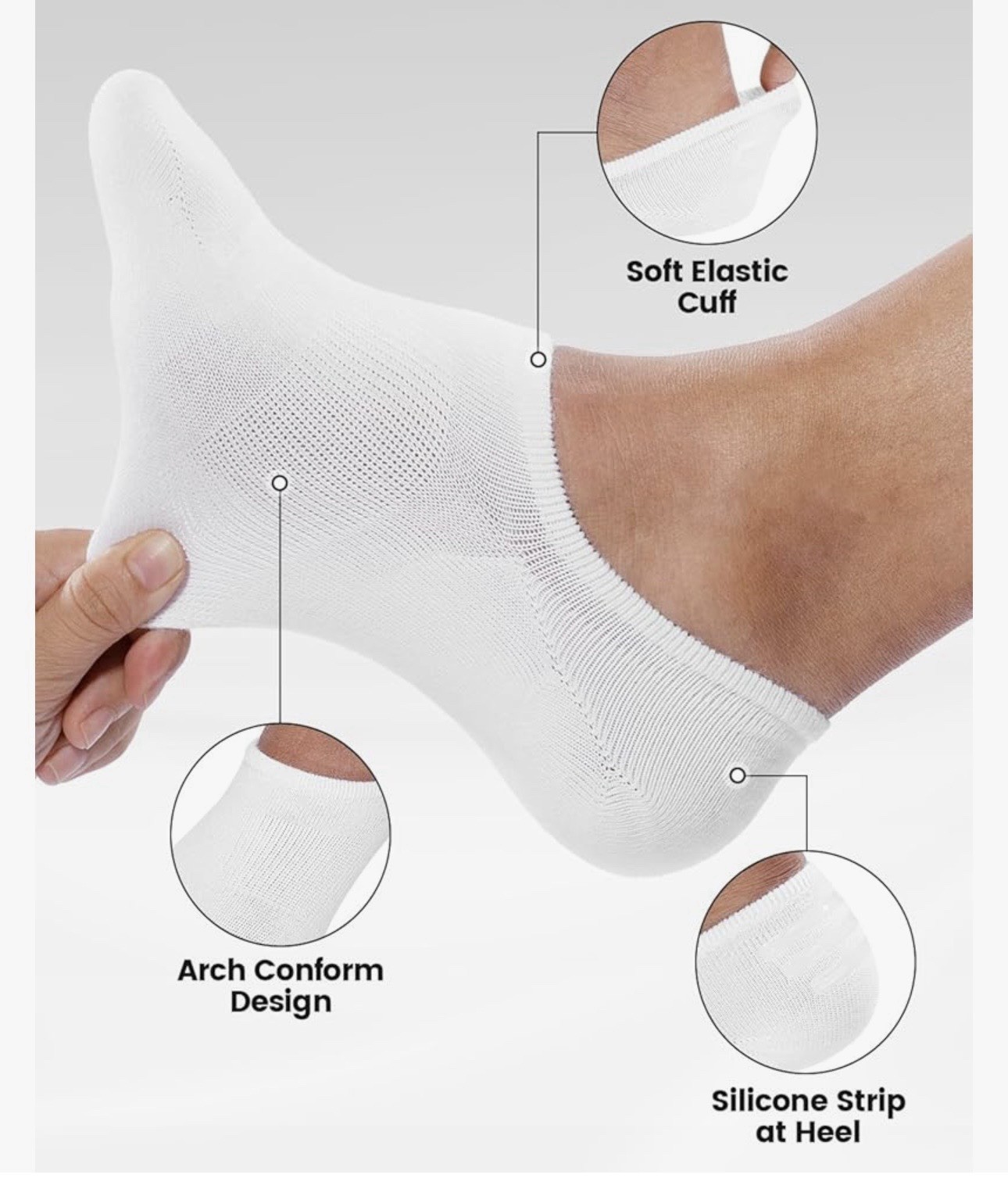 No Show Socks Men Low Cut Ankle Short Socks for Men with Non-Slip Grip