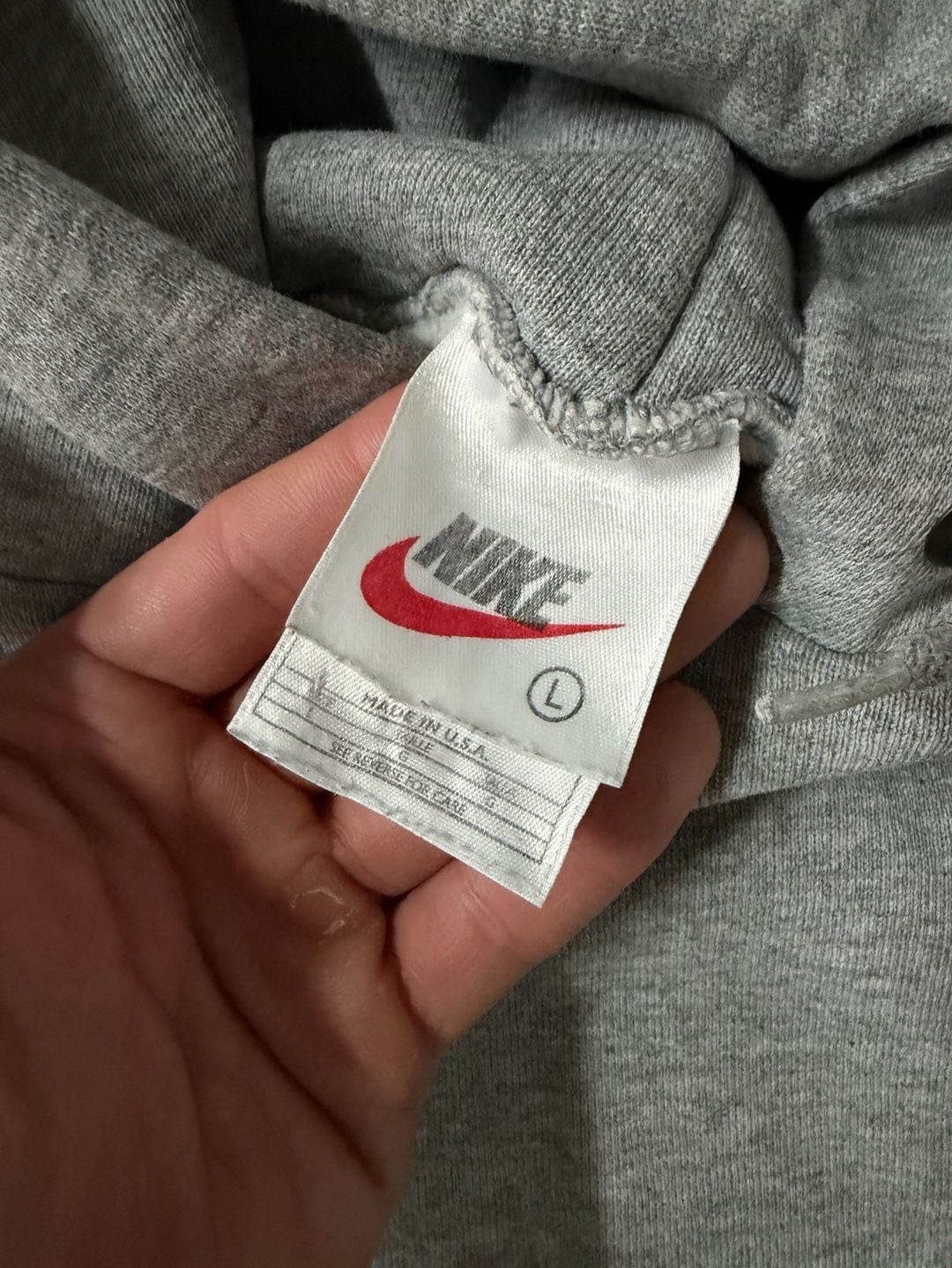 Vintage Nike Center Swoosh Pullover Hoodie, Gray, Size Large Made in USA