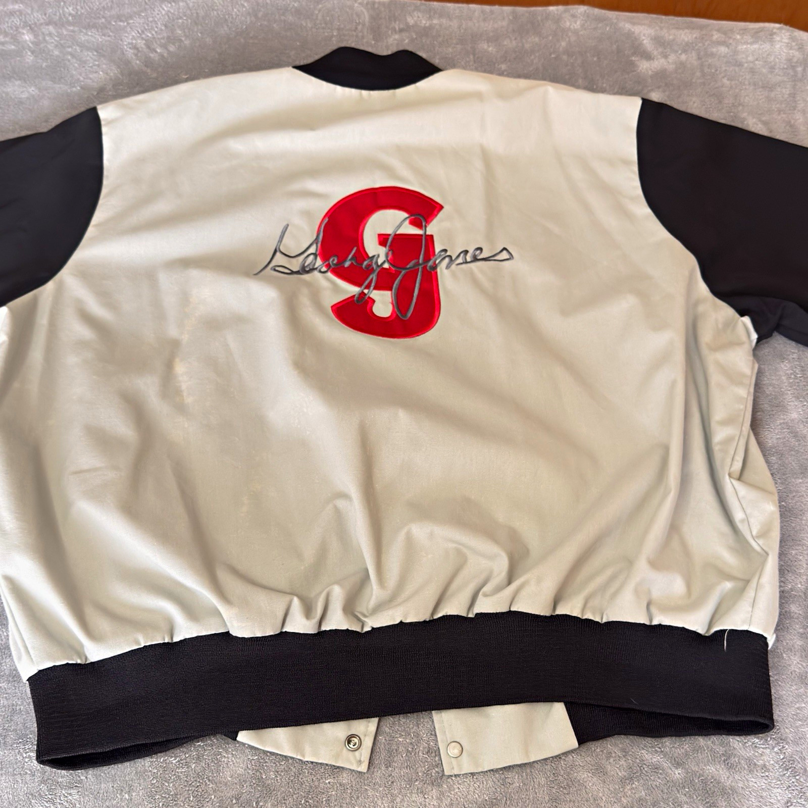 VTG Taylor George Jones Country Music Embroidered Satin Bomber Jacket Mens XXL