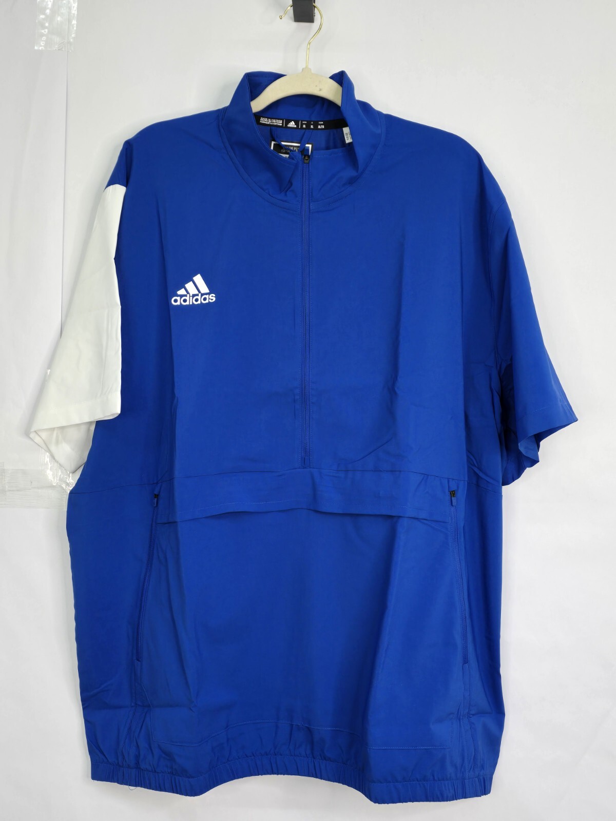 Adidas Aeroready 1/2 Zip Pullover Mens XL blue Stadium Short short Sleeve Pocket