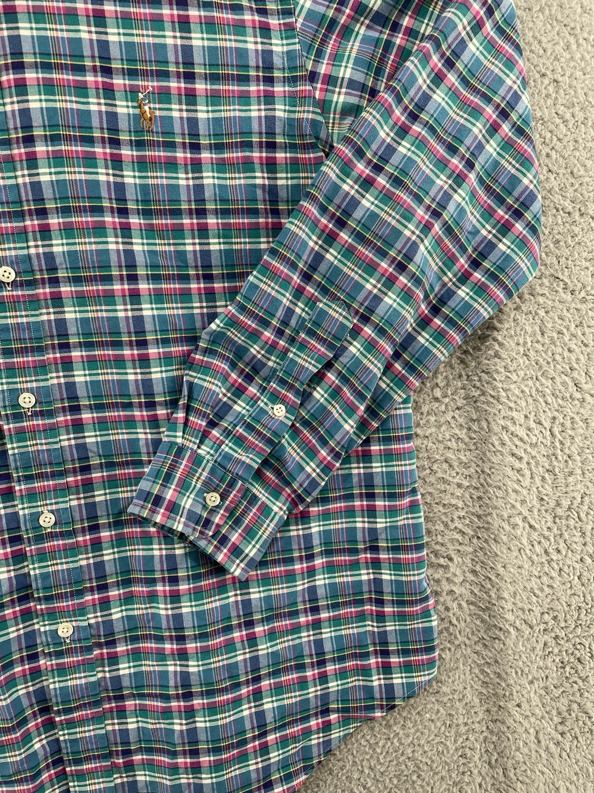 Ralph Lauren Button Down Shirt Mens XL Plaid Long Sleeve Colorful Classic Fit