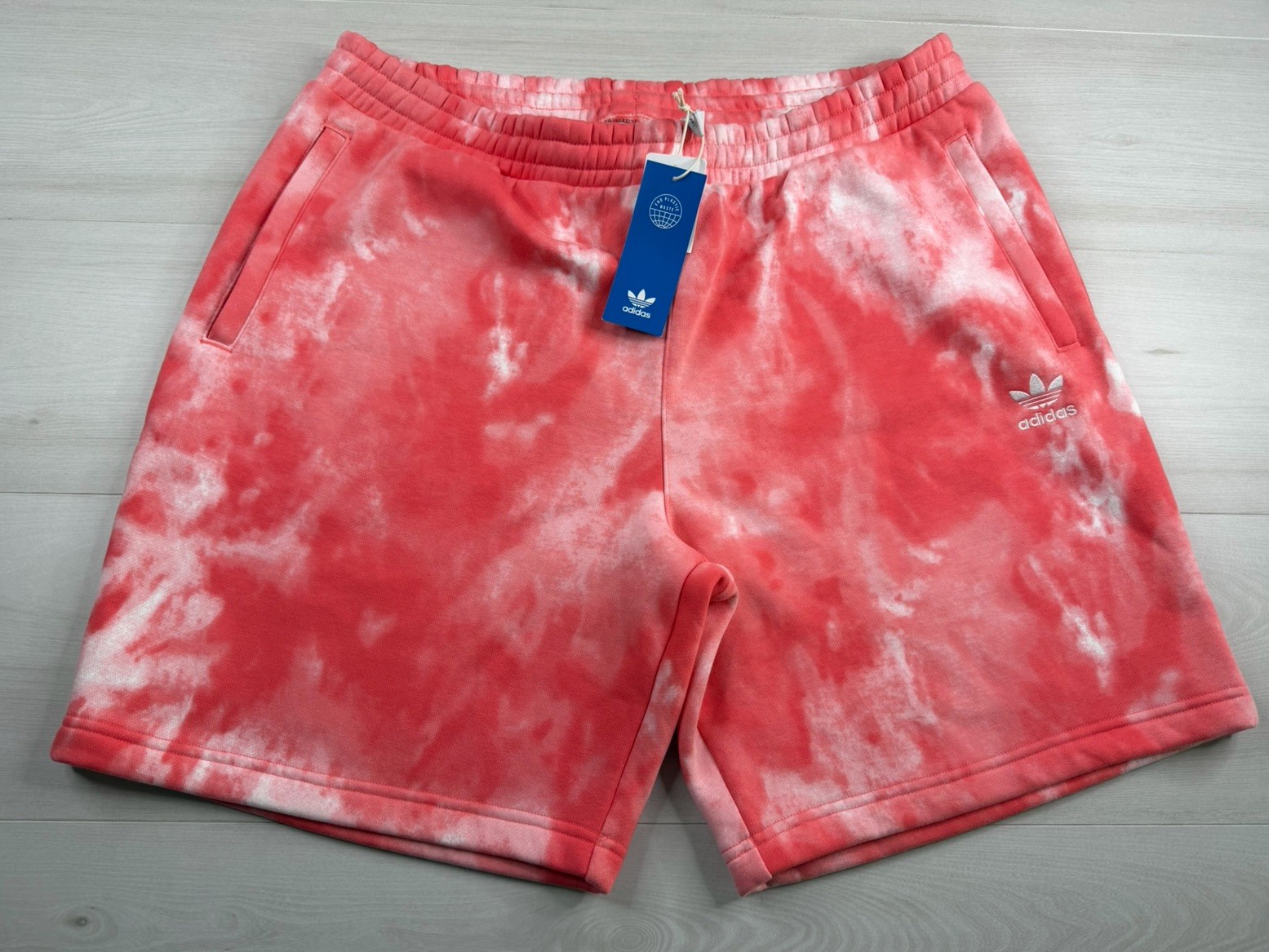 Adidas Essentials Trefoil Pink Tie Dye Sweat Shorts Drawstring Jogger Men XL NWT