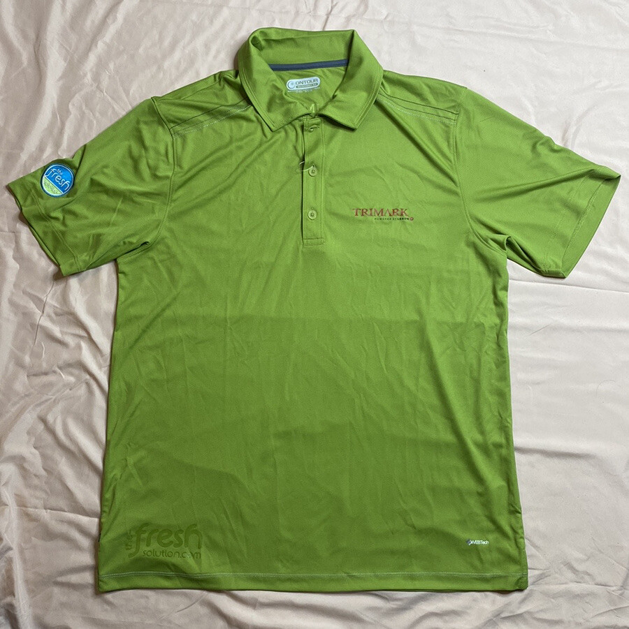BNWT Ontour WebTech Polo Shirt Collared Trimark Powered by Leeds Citron Green