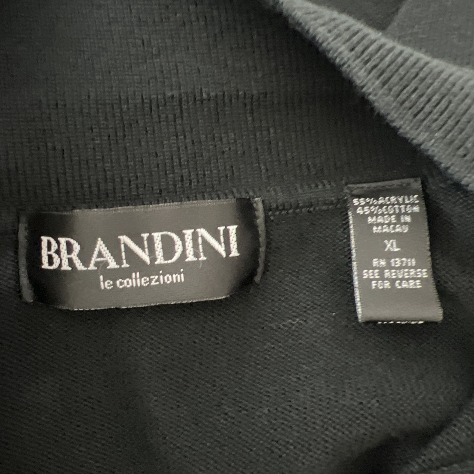 Brandini Le Collezioni Polo Shirt Men XL Black Short Sleeve Knit Collared Casual