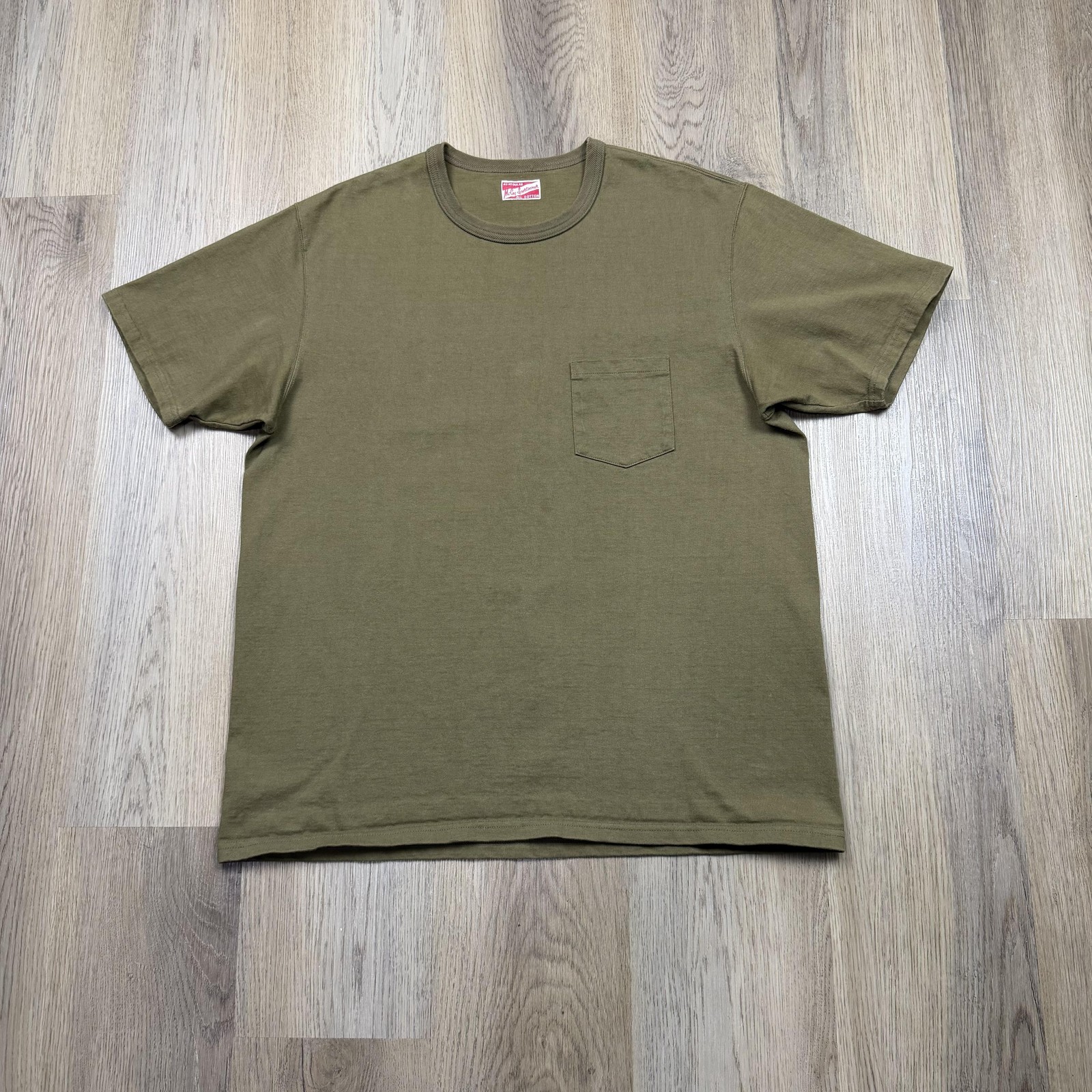 Real McCoy’s Shirt Mens 42 Green Crewneck Pocket Tee All Cotton Made In Japan