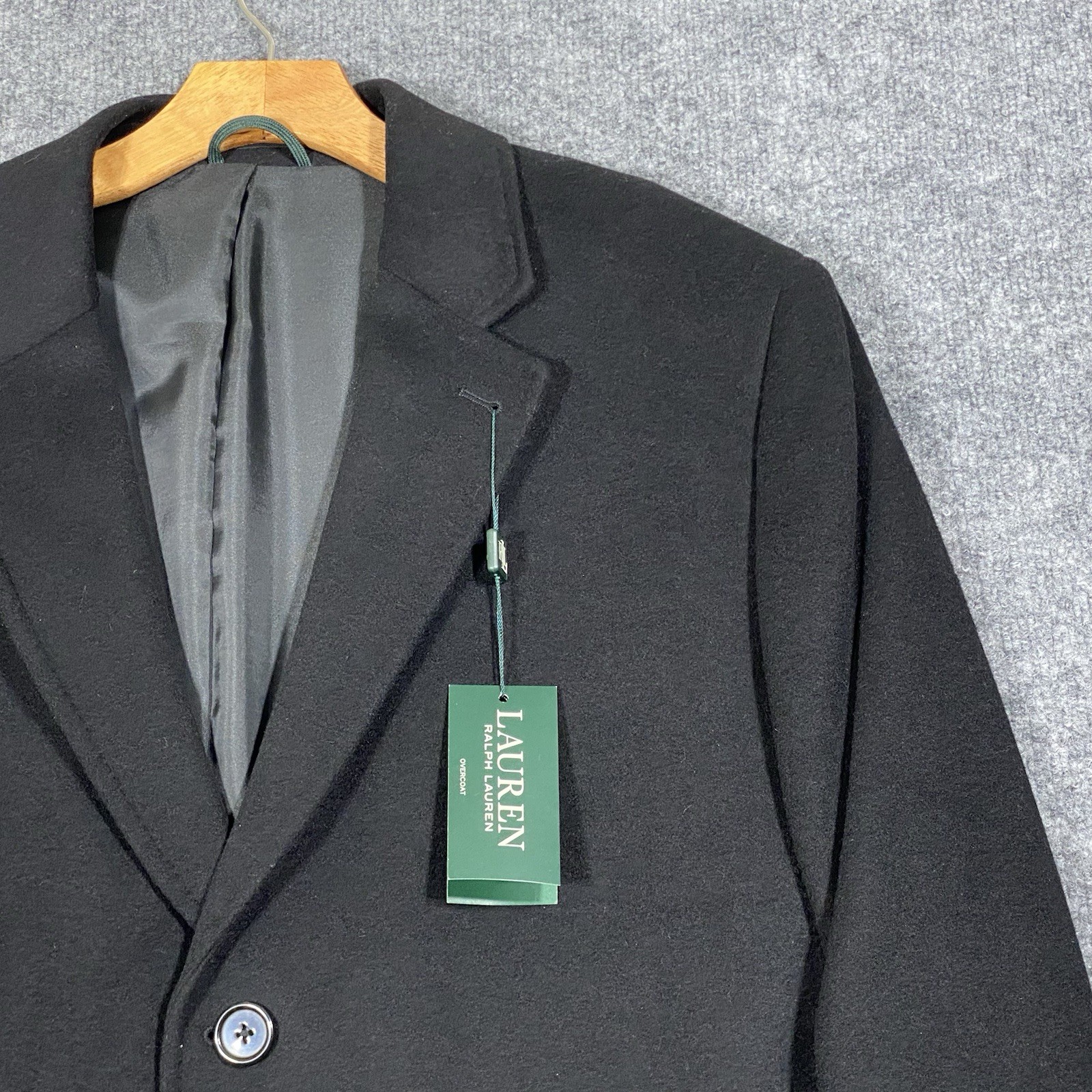 New Ralph Lauren Luther Overcoat Men’s Sz 48L Black Lined Wool Cashmere Jacket