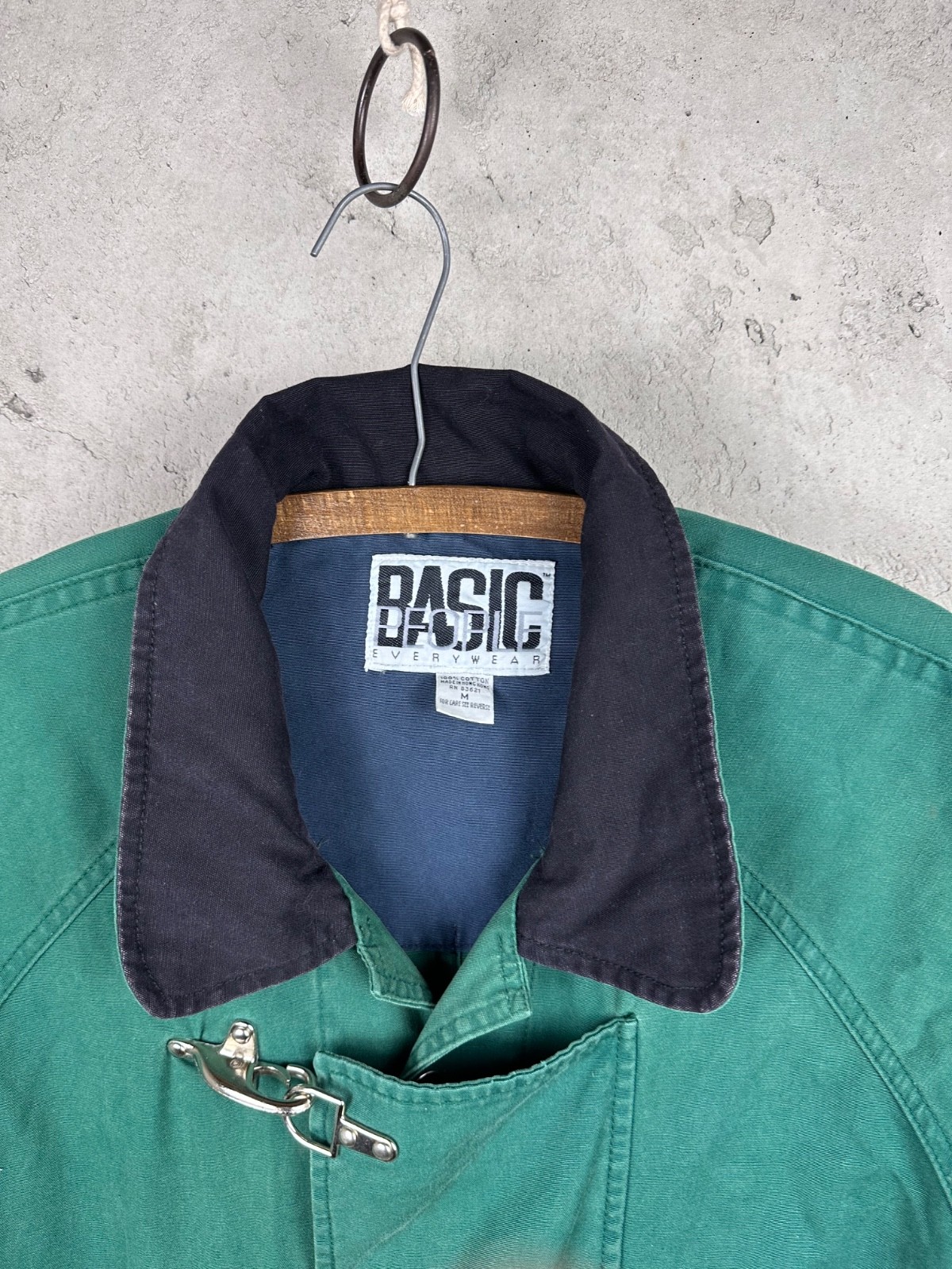 Vintage 90s Basic People Everywear Kelly Green All Cotton Fireman Clasp Jacket M