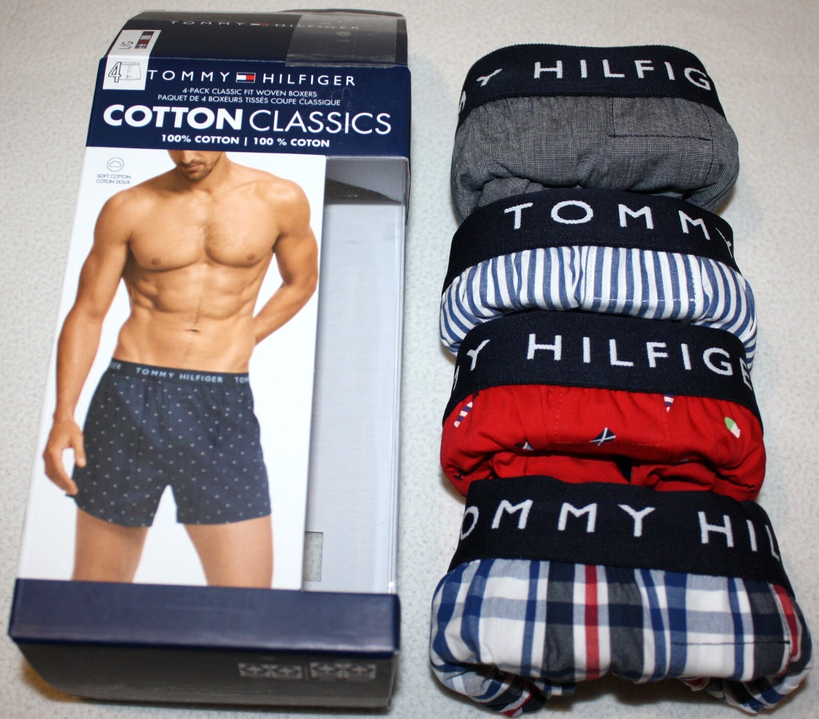 4 Tommy Hilfiger Woven Boxers Cotton Men’s M L Underwear Classic Fit $49.50