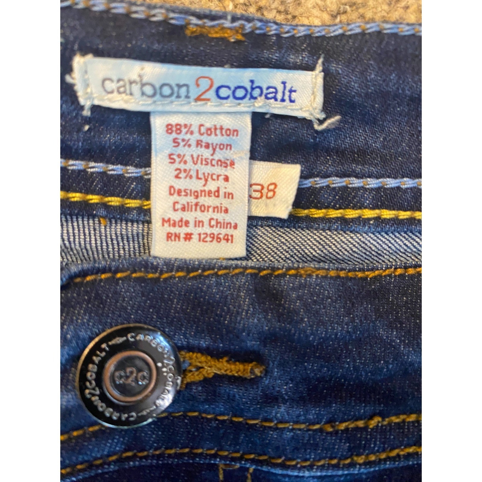 Carbon 2 Cobalt Straight Leg Dark Wash Blue Jeans Men’s 38X33