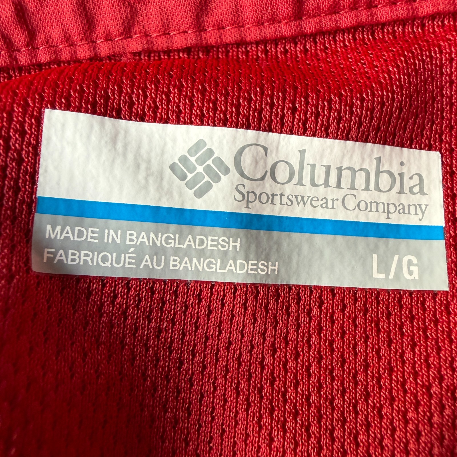 Columbia Omni-Shade Mens Large Red Hiking Shirt Vented Roll Tab Long Sleeve