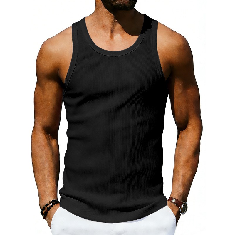 Elastic ribbed sports fitness quick-dry breathable tank top men’s