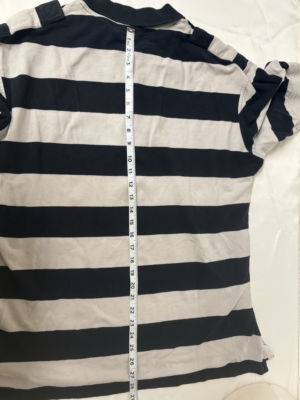 Polo Shirt Rocawear Men sz 2X-Lrg Black & White Striped Zip Button Hook & Loop