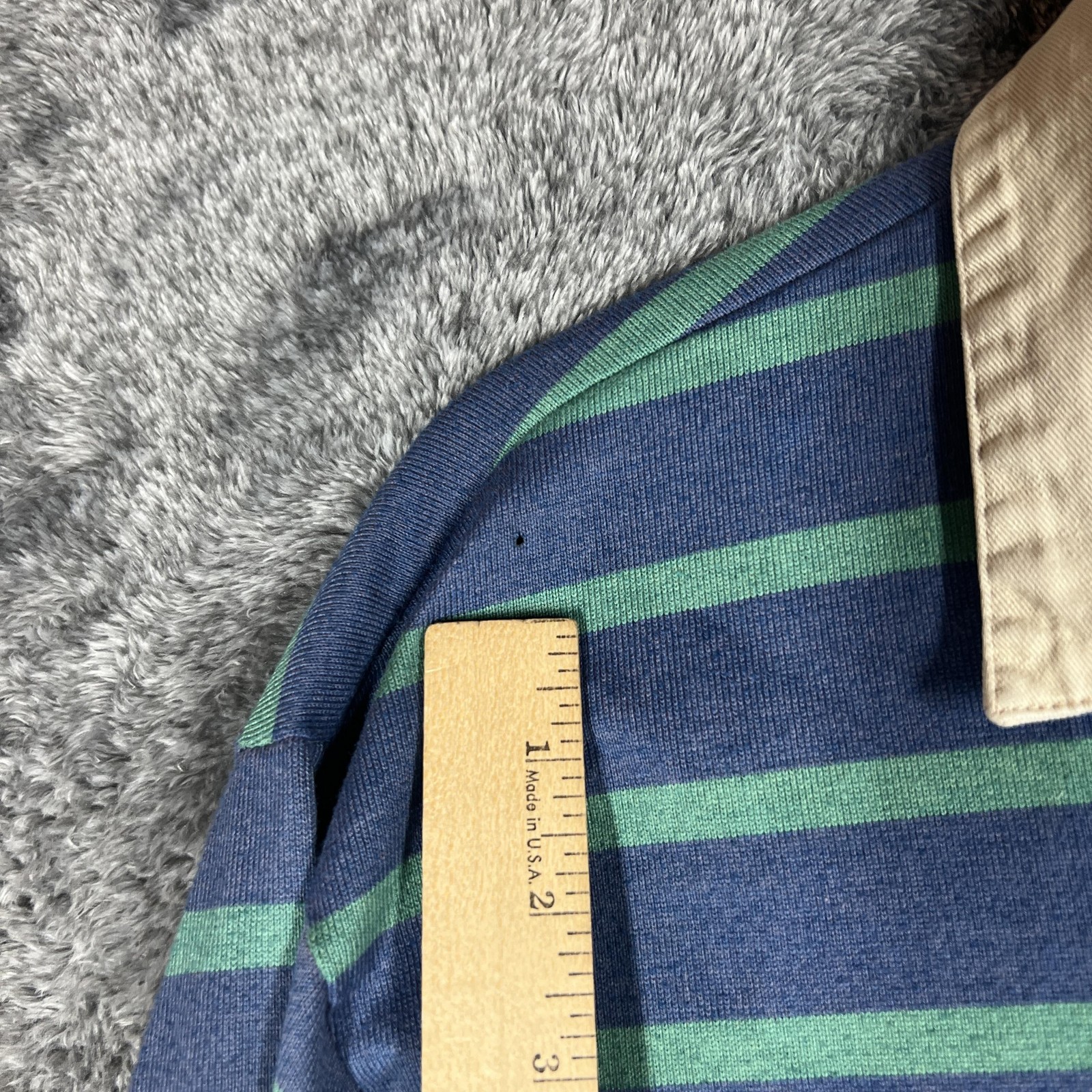Trader Bay Polo Shirt Mens XL Blue Striped Long Sleeve Contrasting Trim Casual