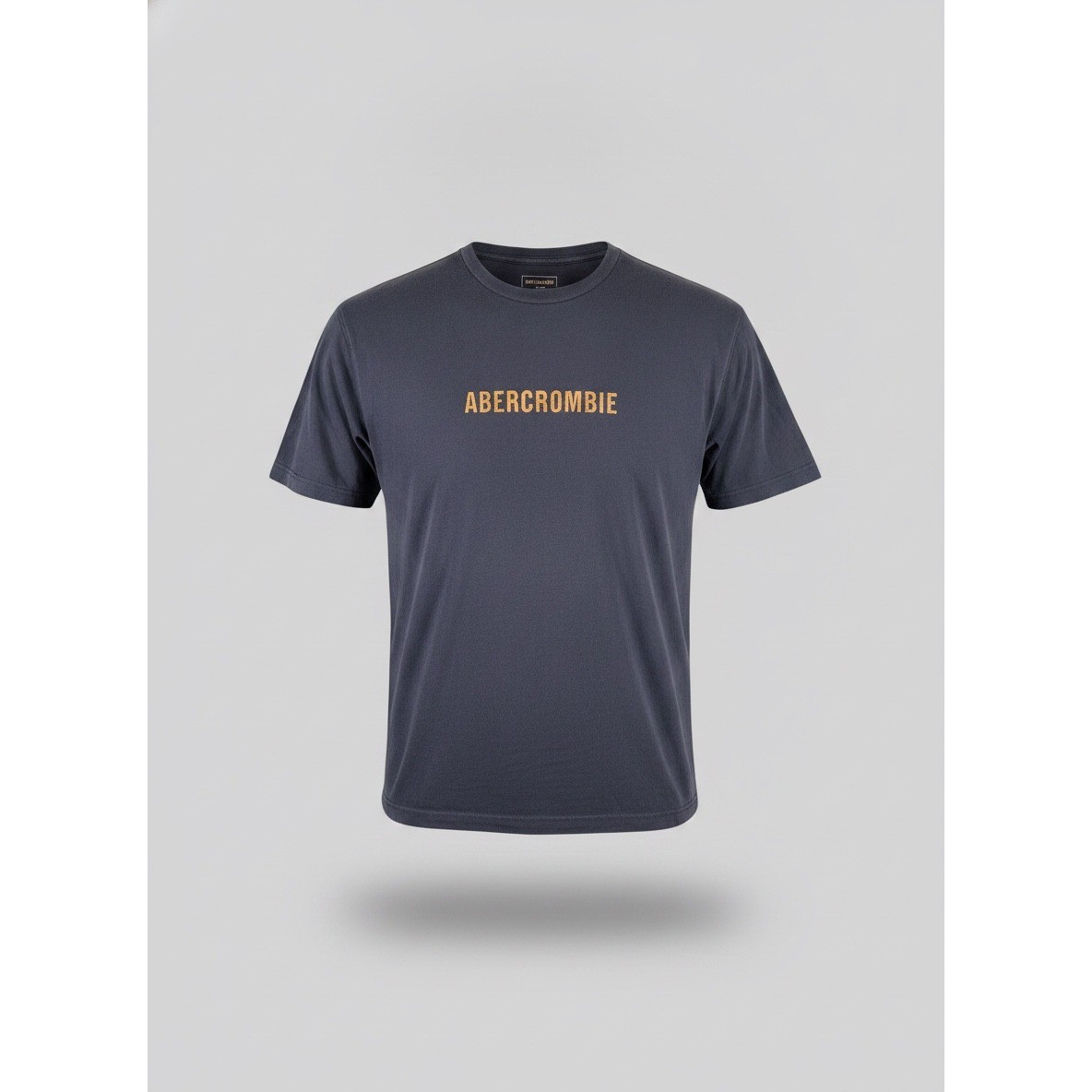 Abercrombie & Fitch Mens Graphic T-Shirt Navy Blue Yellow Distressed Logo Large