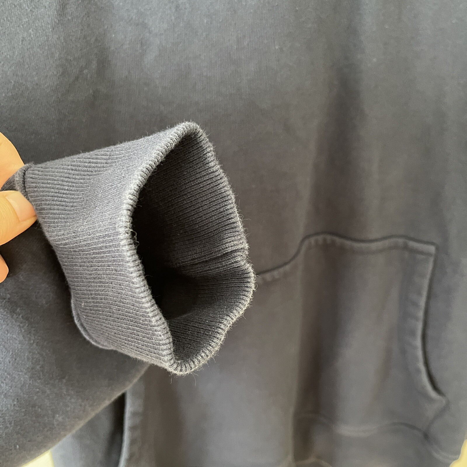 BLDWN Cale Navy Blue Mixed-Knit Hoodie Size M Athleisure Made in USA