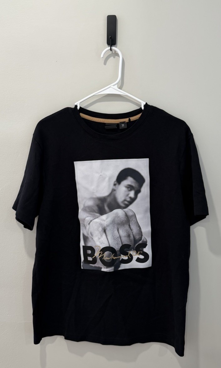 Hugo Boss Goat T Shirt Mens Medium Black Cotton Muhammad Ali Short Sleeve