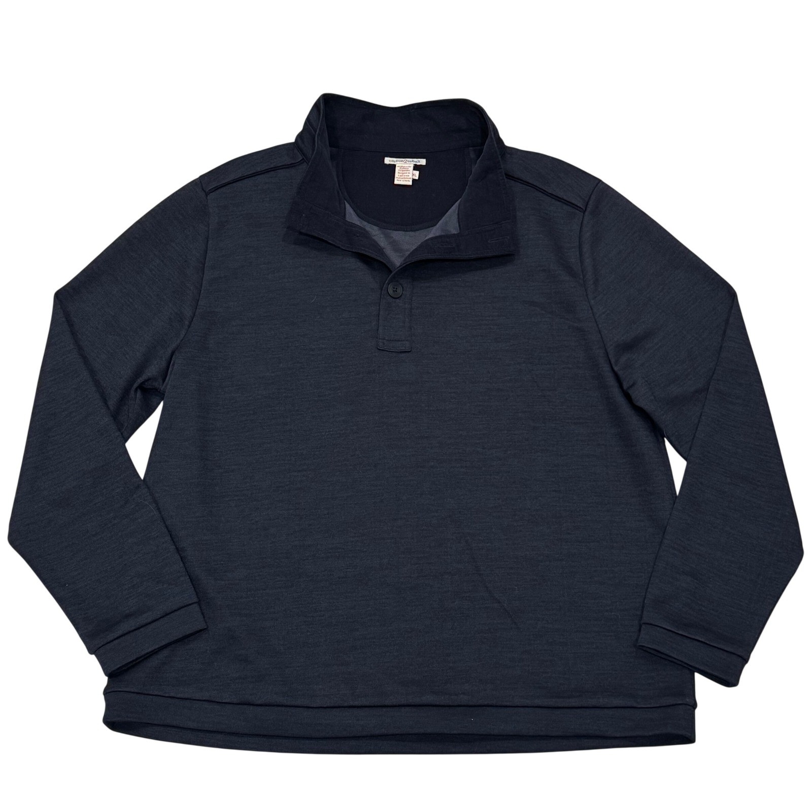 Carbon 2 Cobalt Mens Dark Navy Blue Pullover Henley Sweatshirt XL Quarter Button