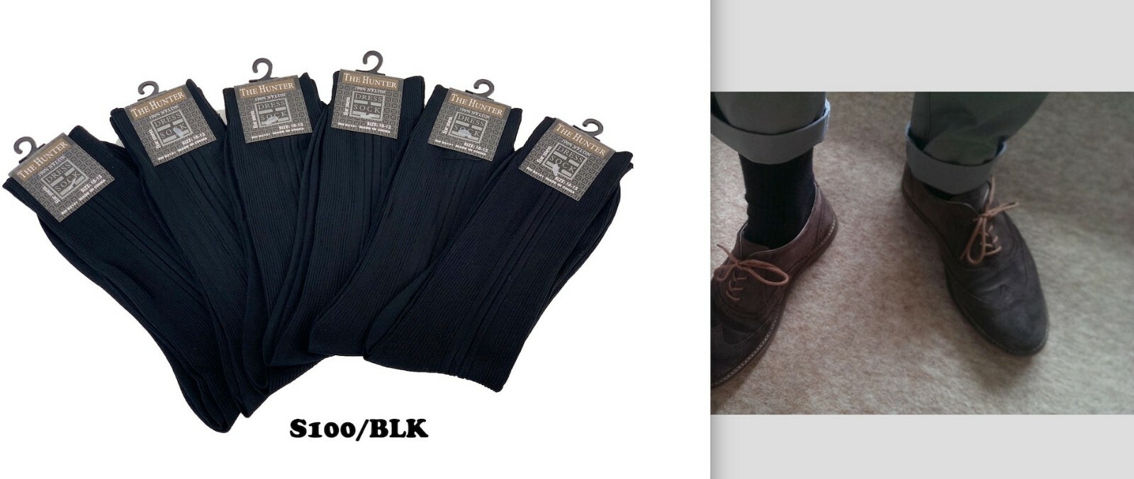 12 Pairs Mens Black 100% Nylon Dress Socks Crew 10-13 NEW Wholesale Lot #S100