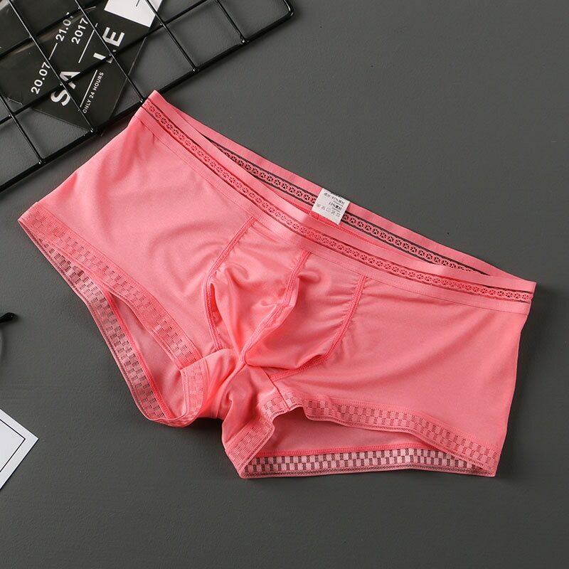 Mens Underwear Sexys Briefs Ice Silk Panties Low-Rise U-Convex Pouch Underpants