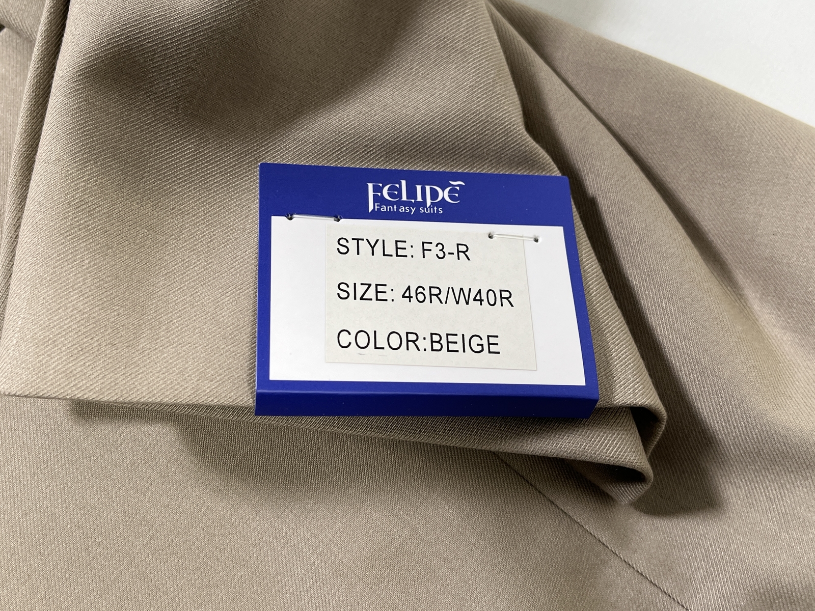 Mens Felipe Beige 2 Button Suit Size 46R 40W NEW