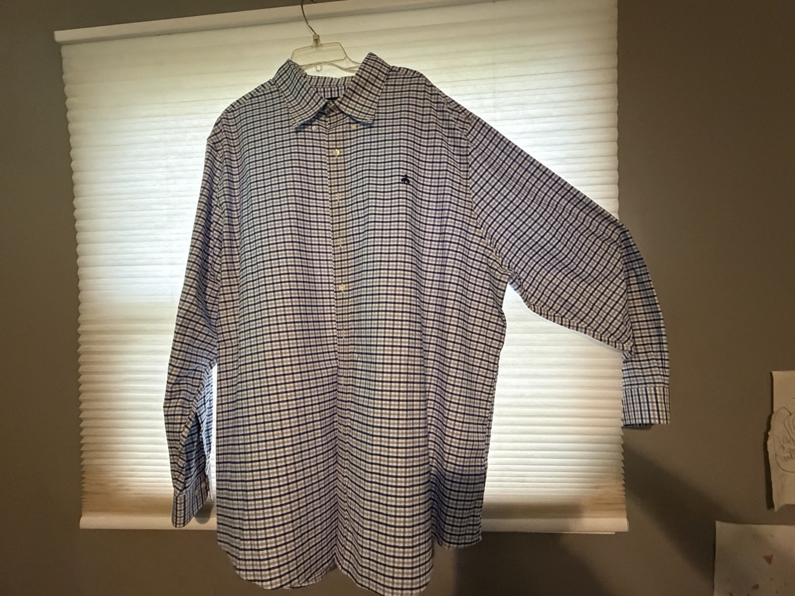 Brooks Brothers Original Polo Shirt Men’s 3XLT Blue Plaid Non-Iron Stretch