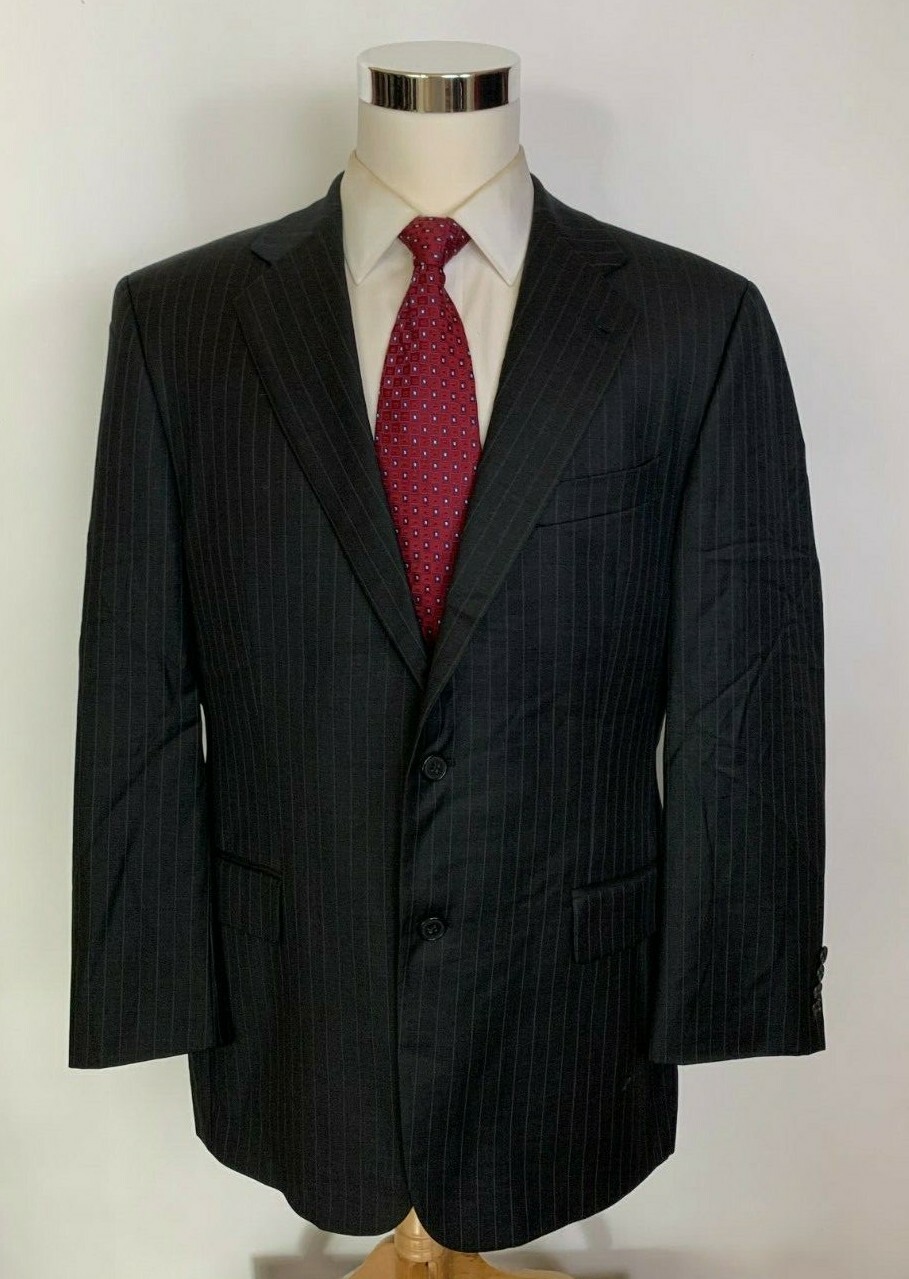Joseph Abboud Charcoal Nordstrom Collection Striped 2 Button Wool Suit 42R 36×28