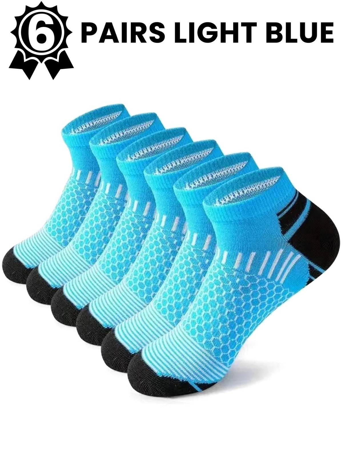 Men’s Athletic Socks 6-Pair Pack – Multi-Colored Sport Footwear, Low Cut & Breat
