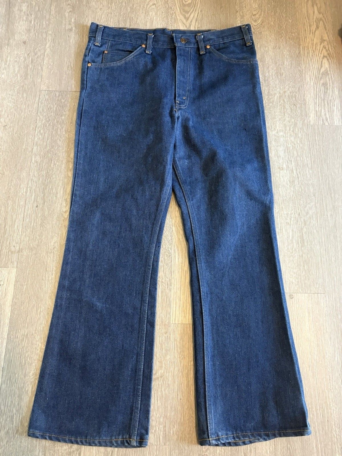 Vintage 1980s Plain Pockets JCPenney Jeans Flared Bootcut Raw Denim 36×30