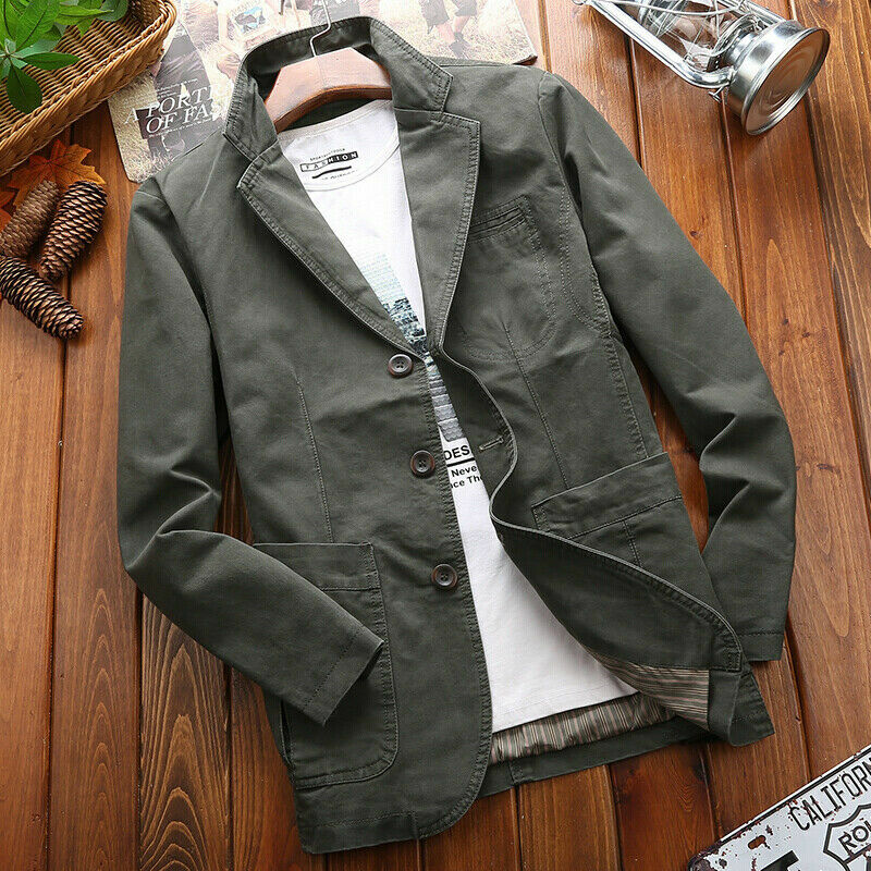 Mens Cotton Slim Business V Neck Coats Blazer Plus Sz Jackets Formal Outwear new