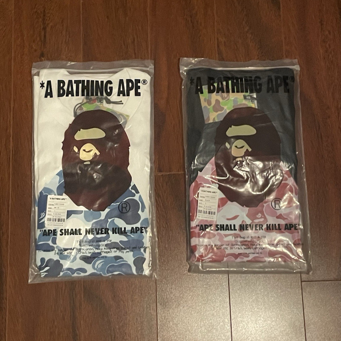 A Bathing Ape BAPE Ape Head Camo both Black Red and White blue size L AUTHENTIC