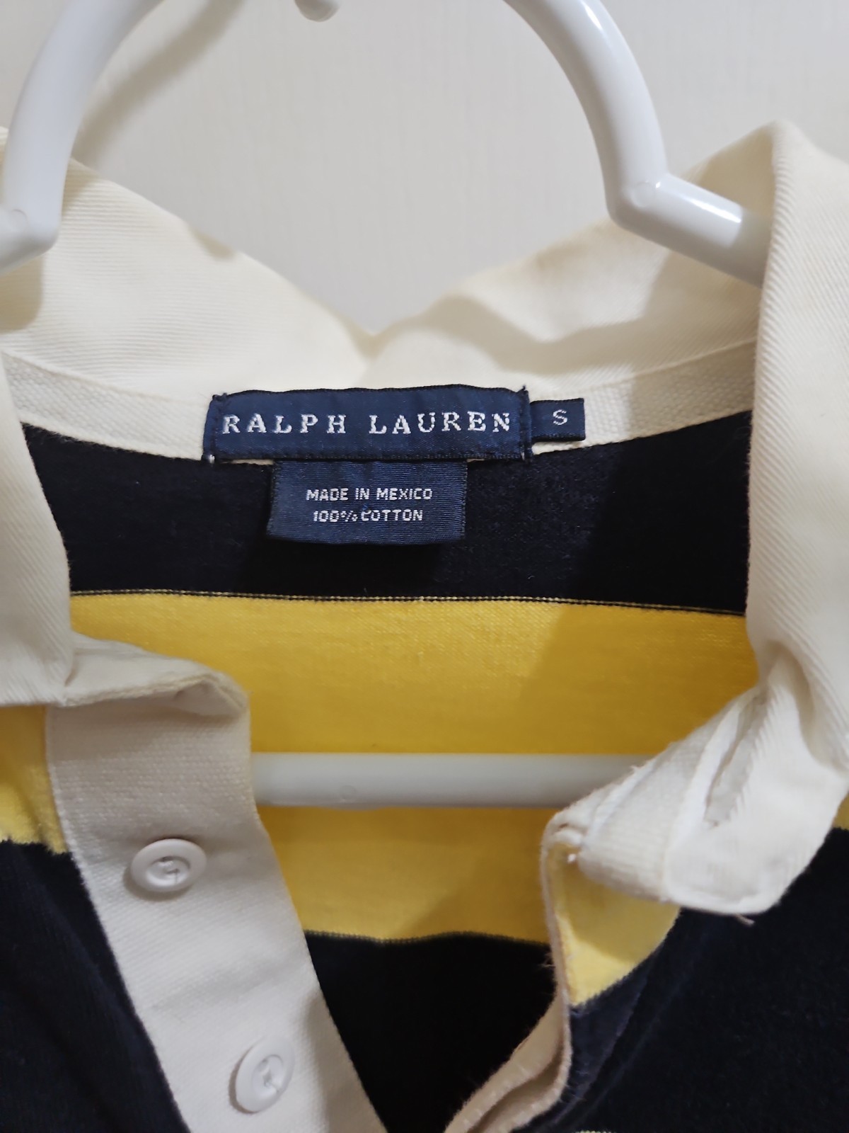 RALPH LAUREN POLO RUGBY SHIRT S YELLOW BLUE TRENDING!