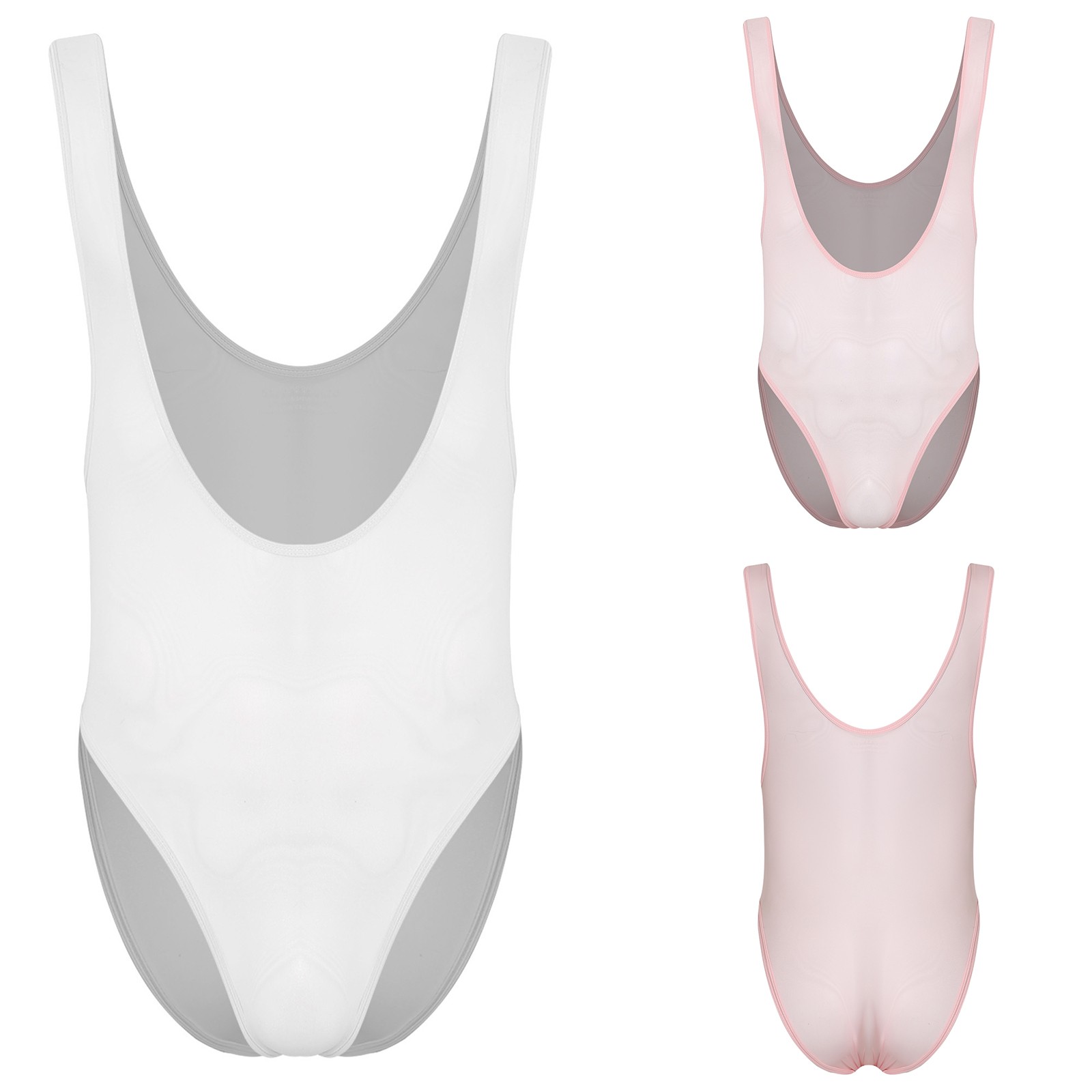 Men Bodysuit Opaque Unitard Tights Jumpsuit Stretchy Undershirts Shapewear Oil