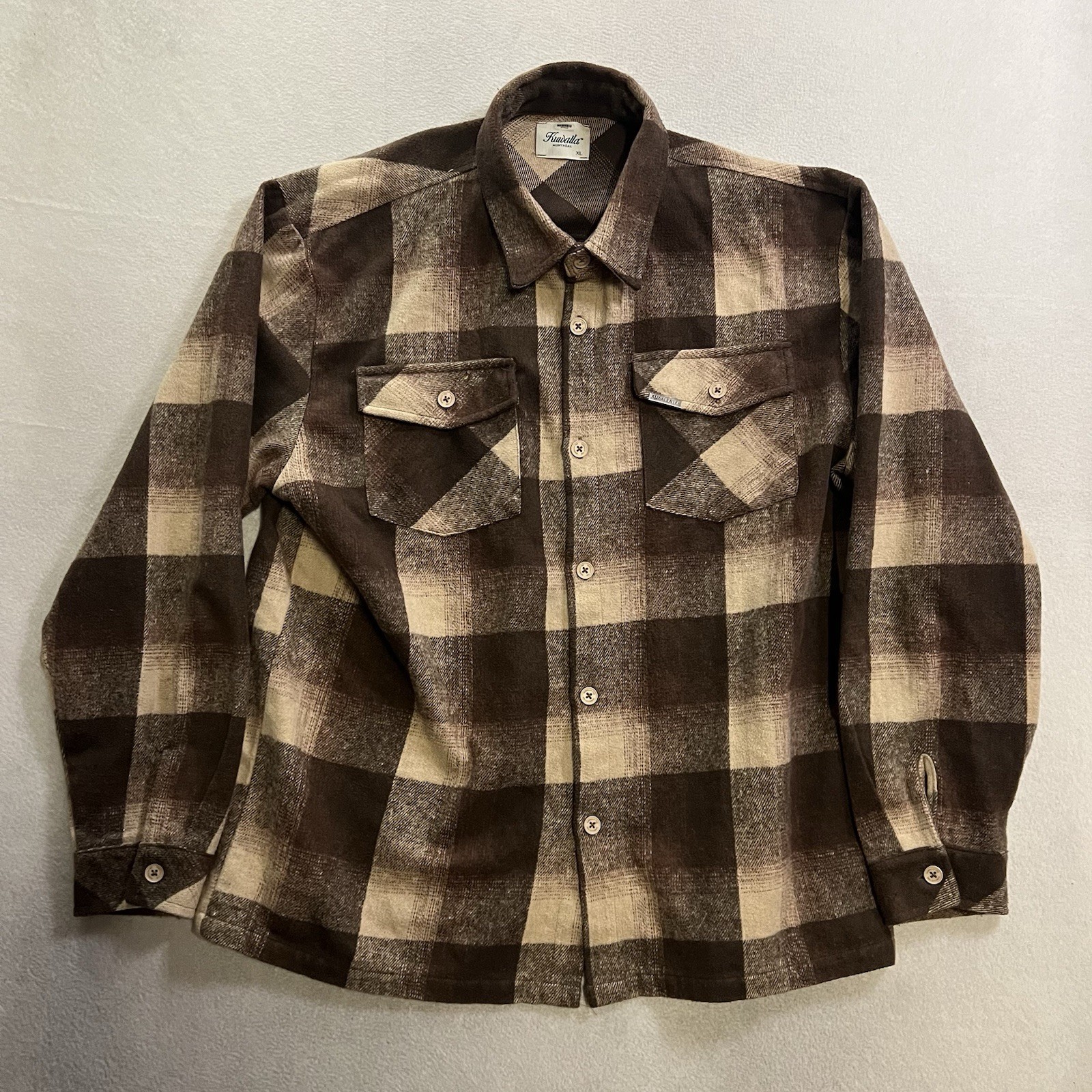 Kuwalla Flannel Shacket Shirt Men’s Size XL Brown Plaid Long Sleeve Button Up
