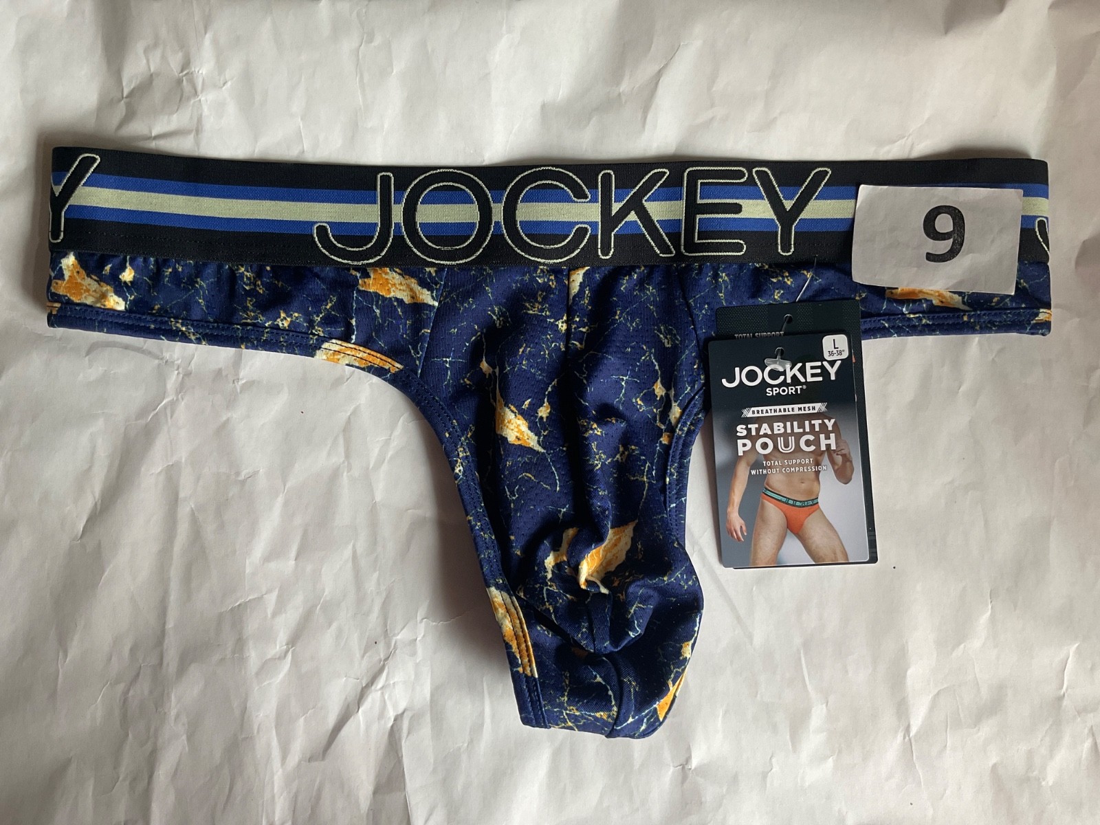 Jockey Sport Breathable Mesh Stability Pouch Thong Microfiber New Blue Green