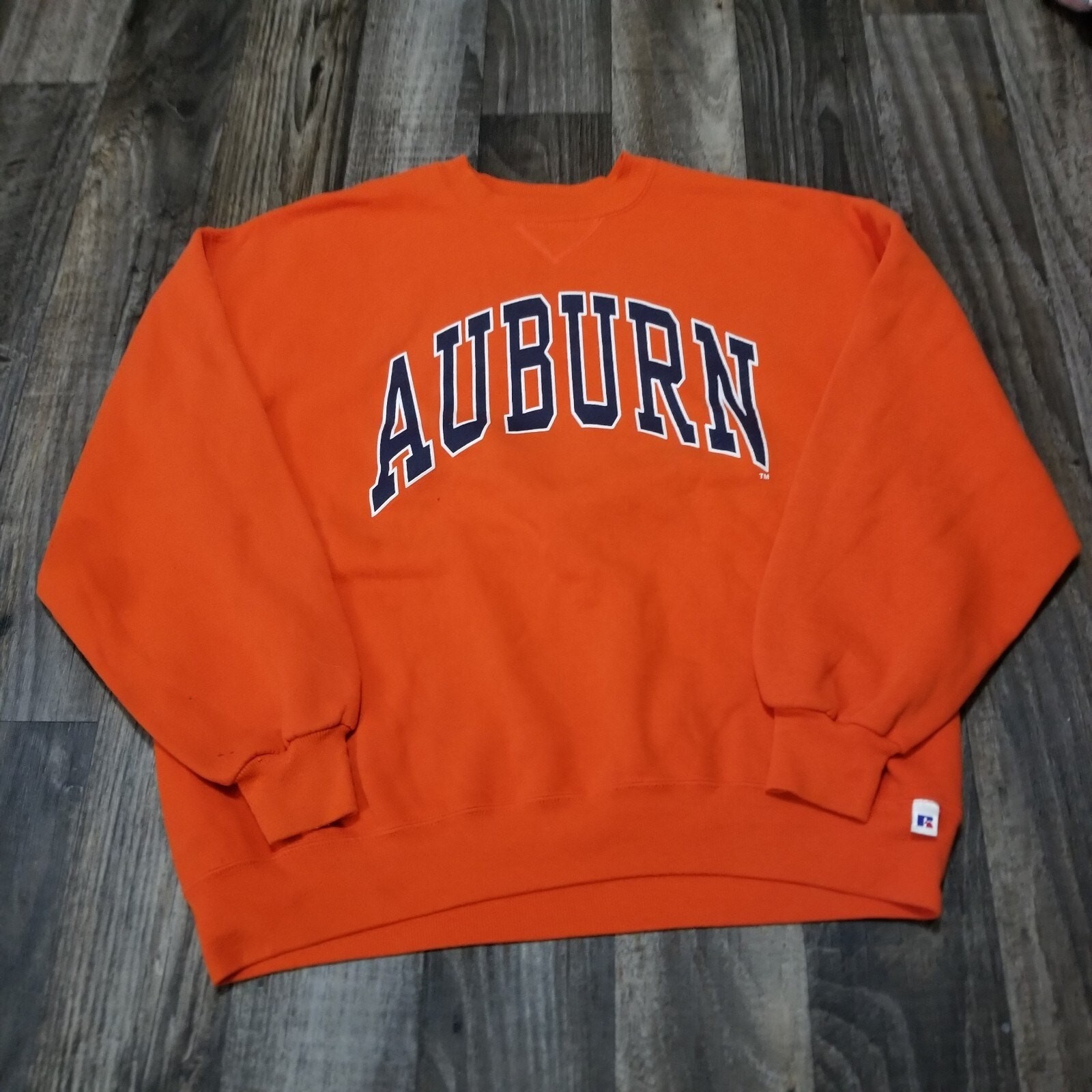 Vintage Russell Athletic Auburn University Sweatshirt XL Made In USA Blue Orange