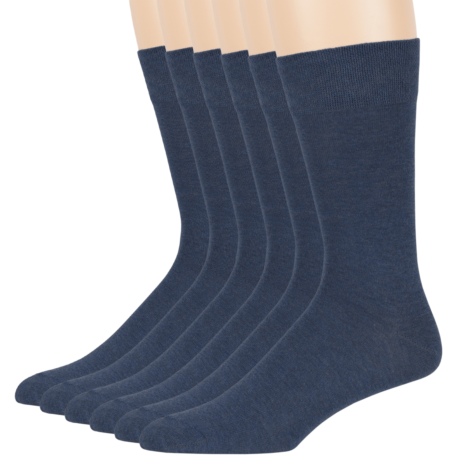 Men’s Cotton 6 Pack Dress Business Casual Soft Crew Socks Large 10-13 Light Navy