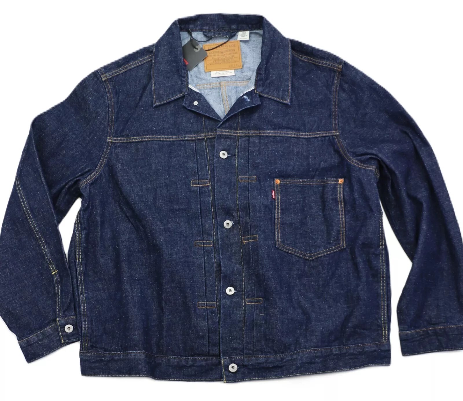 Levi’s Premium Type I Denim Jacket Selvedge Trucker Men’s Sizes XS-XXL Dark Wash