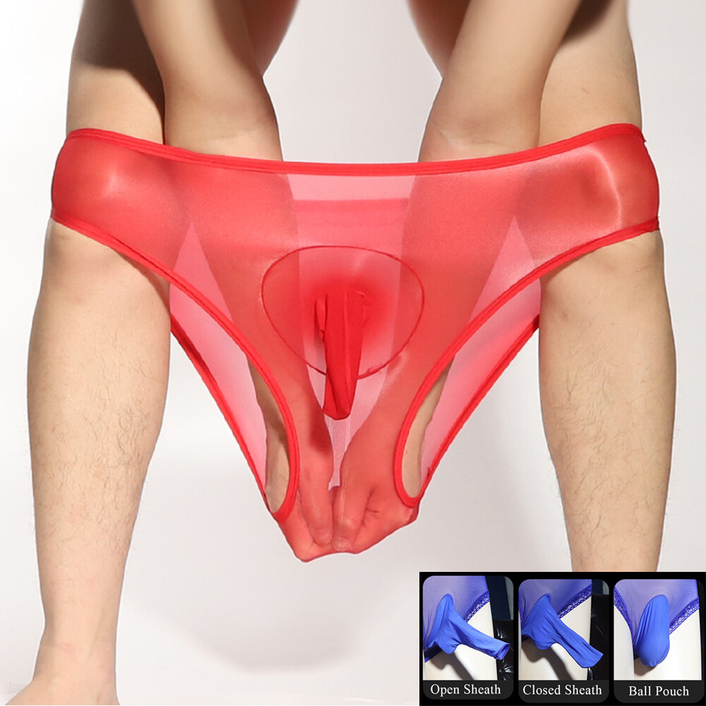 Men Oil Shiny Sheer Panties Sexy Glossy Smooth Underwear Brief Sheath Pouch