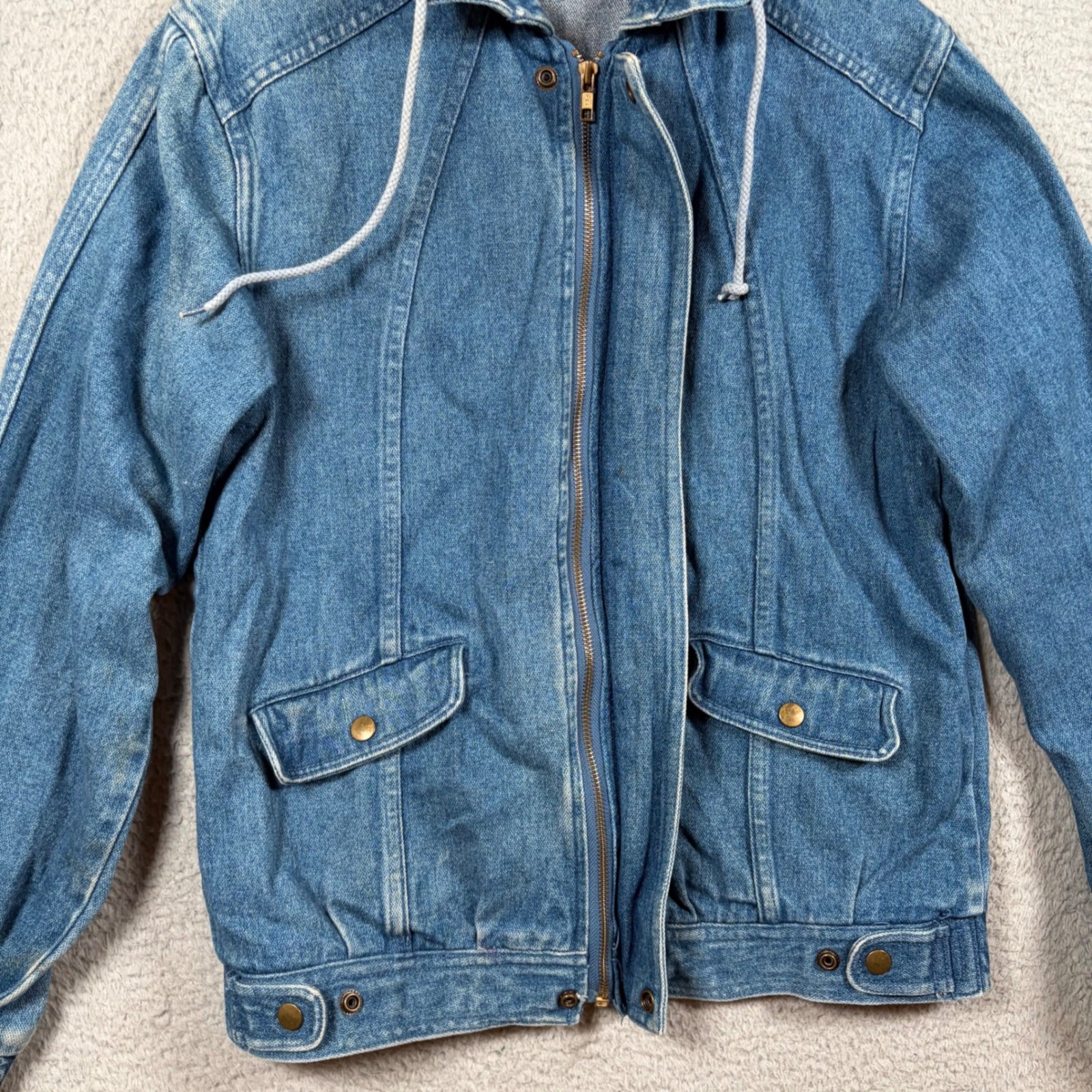 Vtg 90s Sears Boyz Denim Jacket XL 18-20 Blue Zip Up Jean Trucker Bomber Grunge