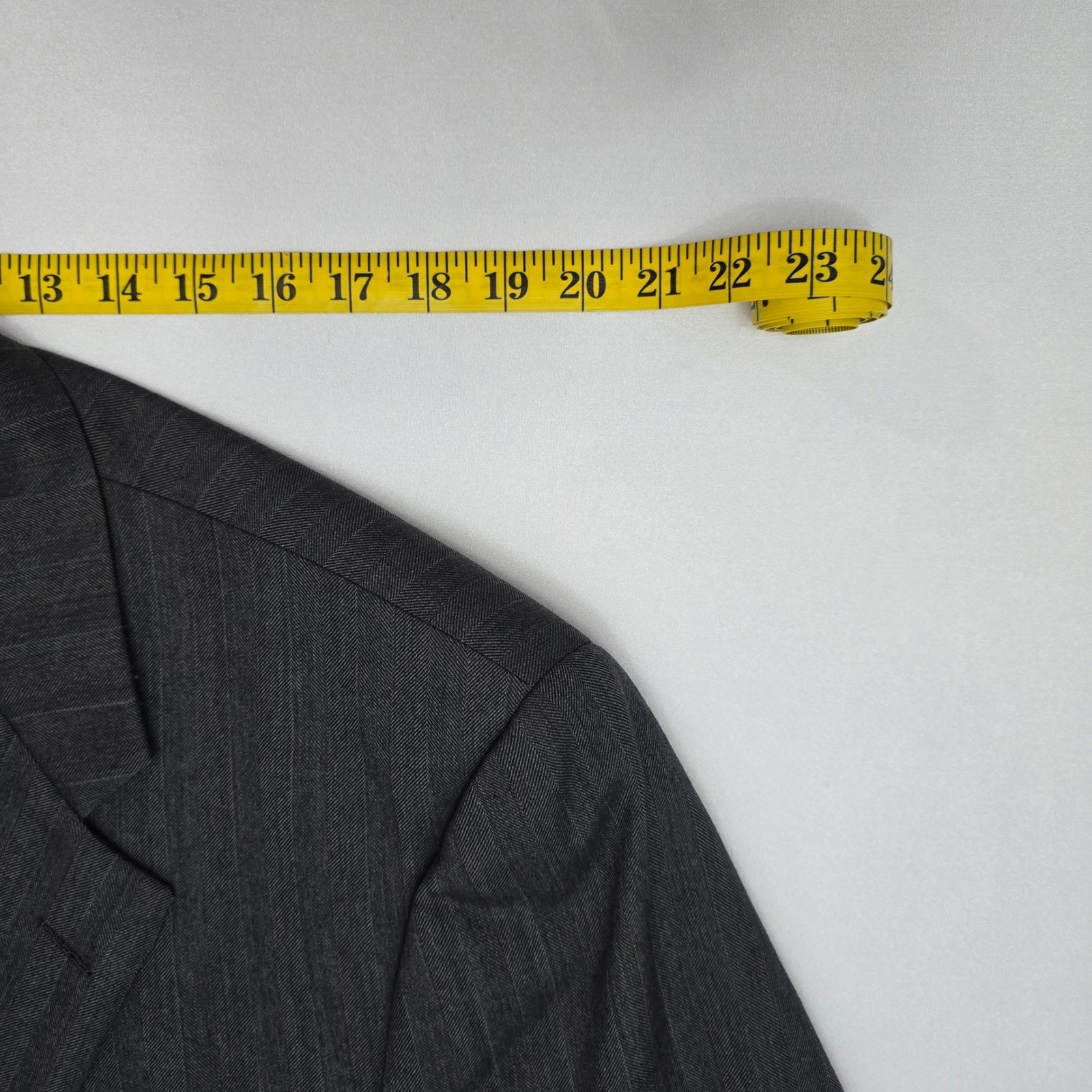 Hickey Freeman Nordstrom Mens 44L Blazer Wool Pinstripe Charcoal Grey Sport Coat