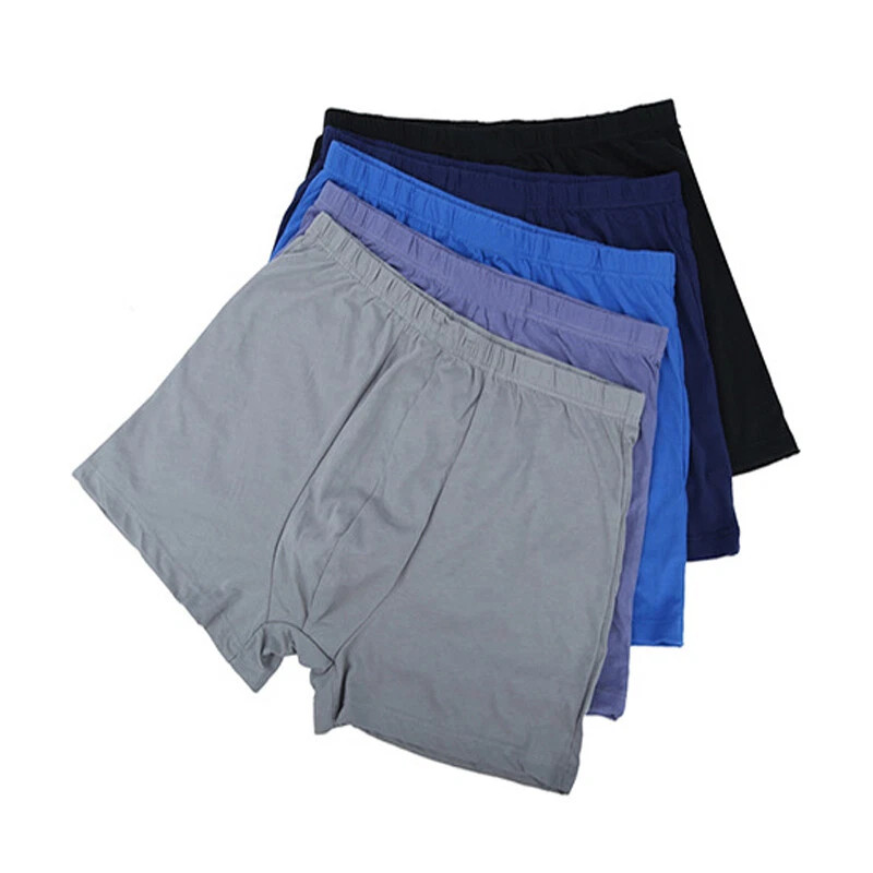 1-6pcs Mens Loose Underpants Solid High Waist Cosy Boxer Briefs Shorts Underwear
