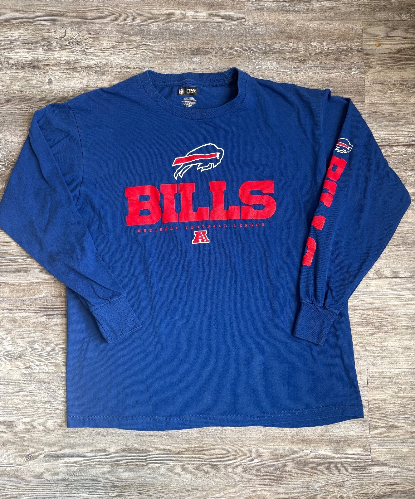 Buffalo Bills NFL Team Apparel Long Sleeve T-Shirt Size LG/G Blue Cotton