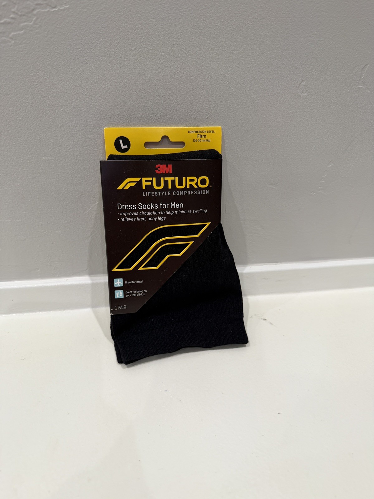 Futuro Mens Dress Socks – Black Large 10 1/2 – 12